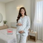 Bộ bầu mặc nhà dài tay, bộ sau sinh mùa hè, đồ bộ bầu, shop bầu đẹp, shop bầu triều khúc, bầu đẹp design,