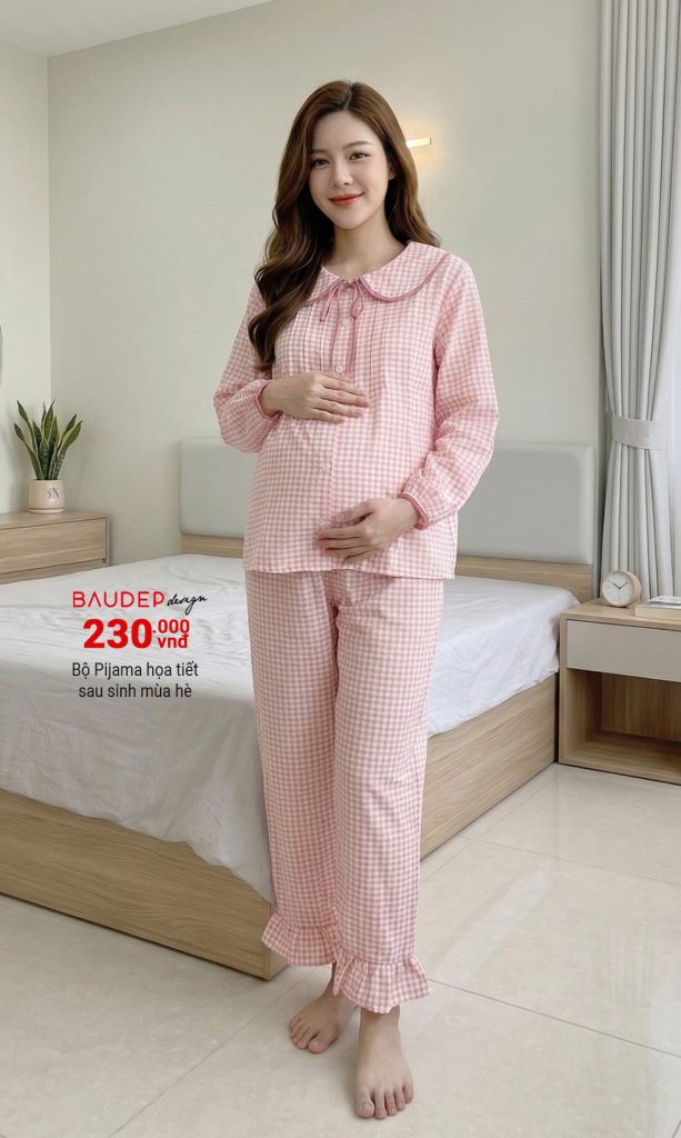 Bộ bầu mặc nhà dài tay, bộ sau sinh mùa hè, đồ bộ bầu, shop bầu đẹp, shop bầu triều khúc, bầu đẹp design,