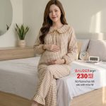 Bộ bầu mặc nhà dài tay, bộ sau sinh mùa hè, đồ bộ bầu, shop bầu đẹp, shop bầu triều khúc, bầu đẹp design,