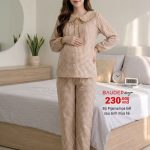 Bộ bầu mặc nhà dài tay, bộ sau sinh mùa hè, đồ bộ bầu, shop bầu đẹp, shop bầu triều khúc, bầu đẹp design,