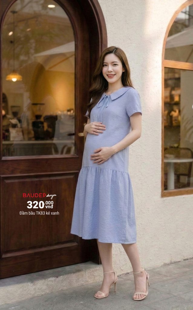 Đầm bầu công sở, đầm bầu sơ mi, Váy bầu thiết kế, Quần áo bầu,Shop đồ bầu đẹp Hà Nội, Váy bầu dáng suông,