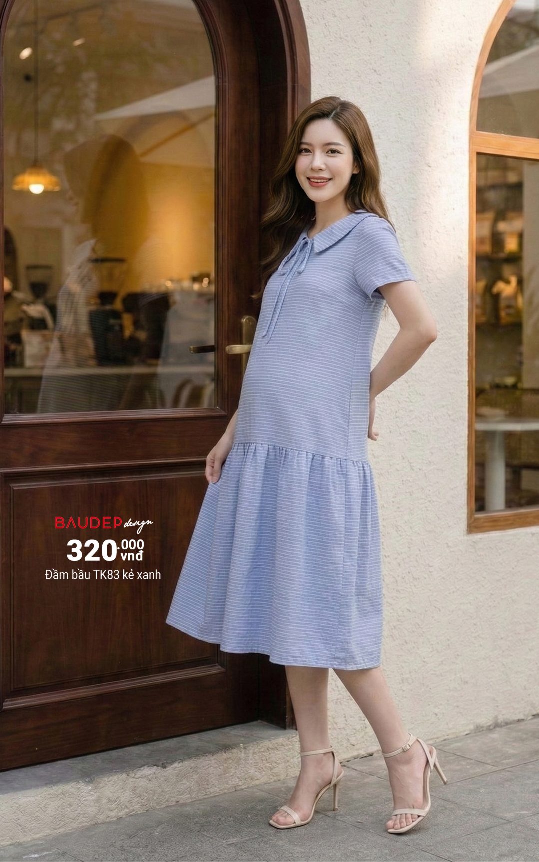 Đầm bầu công sở TK83 kẻ xanh