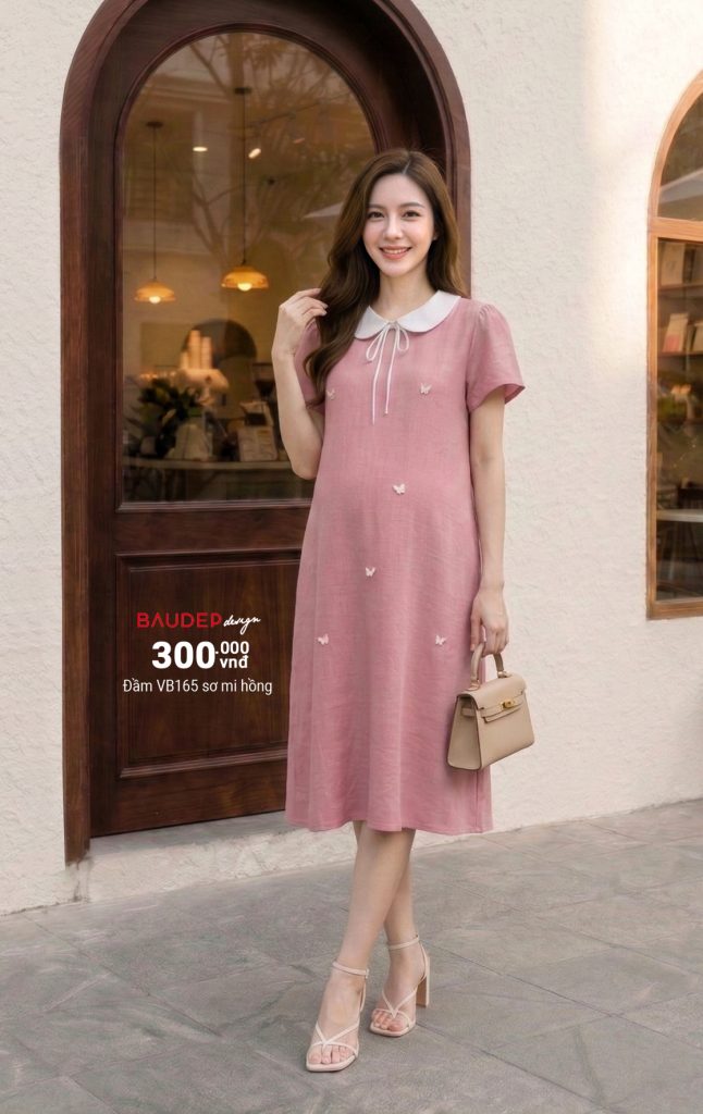 Đầm bầu công sở, đầm bầu sơ mi, Váy bầu thiết kế, Quần áo bầu,Shop đồ bầu đẹp Hà Nội, Váy bầu dáng suông,
