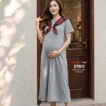Đầm bầu VB167 cotton phối khăn trẻ trung, năng động và tự tin mỗi ngày, shop bầu đẹp, shop bầu triều khúc,