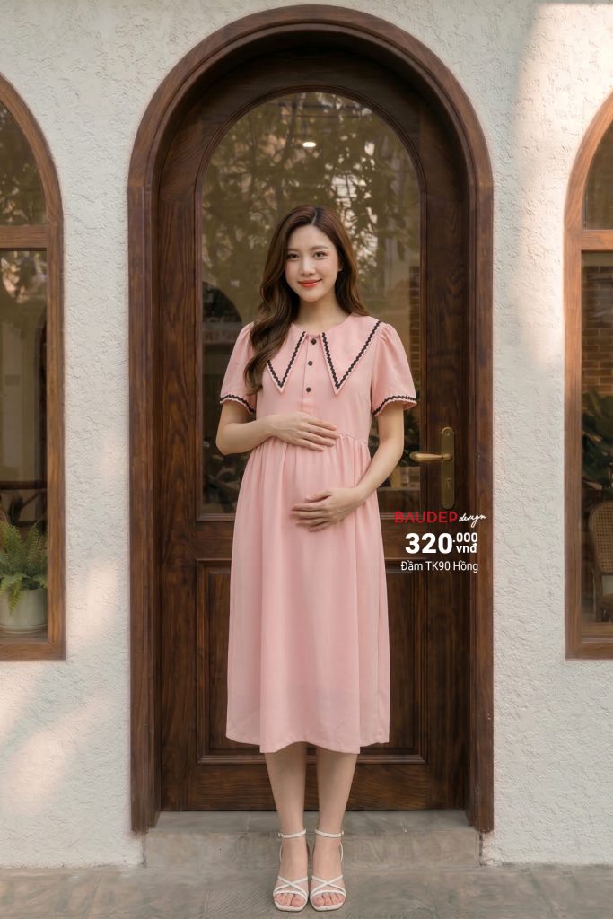Đầm bầu công sở, đầm bầu sơ mi, Váy bầu thiết kế, Quần áo bầu,Shop đồ bầu đẹp Hà Nội, Váy bầu dáng suông,