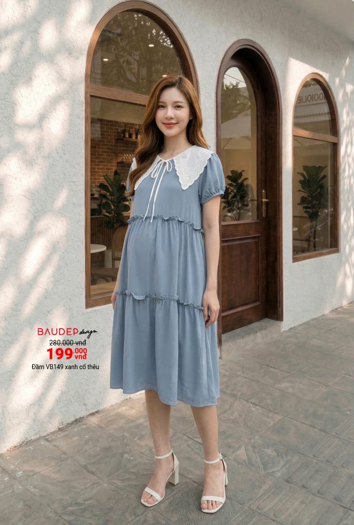 Đầm bầu babydoll, Váy bầu thiết kế, Quần áo bầu,Shop đồ bầu đẹp Hà Nội, Váy bầu dáng suông,
