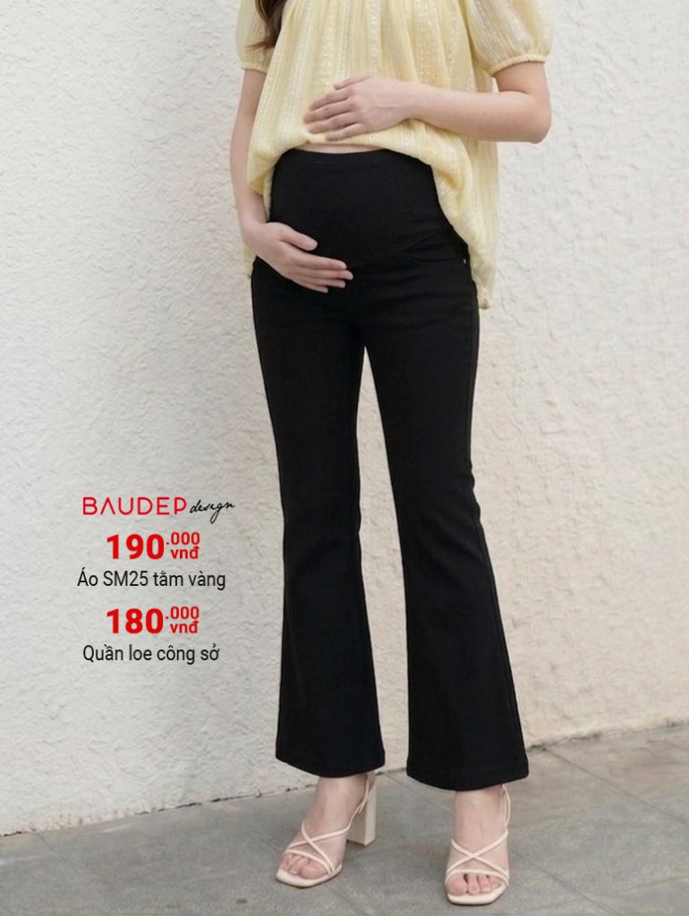 quần tây bầu ống loe, quần tây bầu thời trang, quần bầu công sở