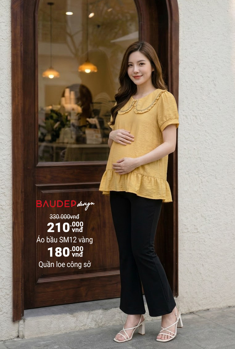 Áo sơ mi bầu SM12 vàng đá