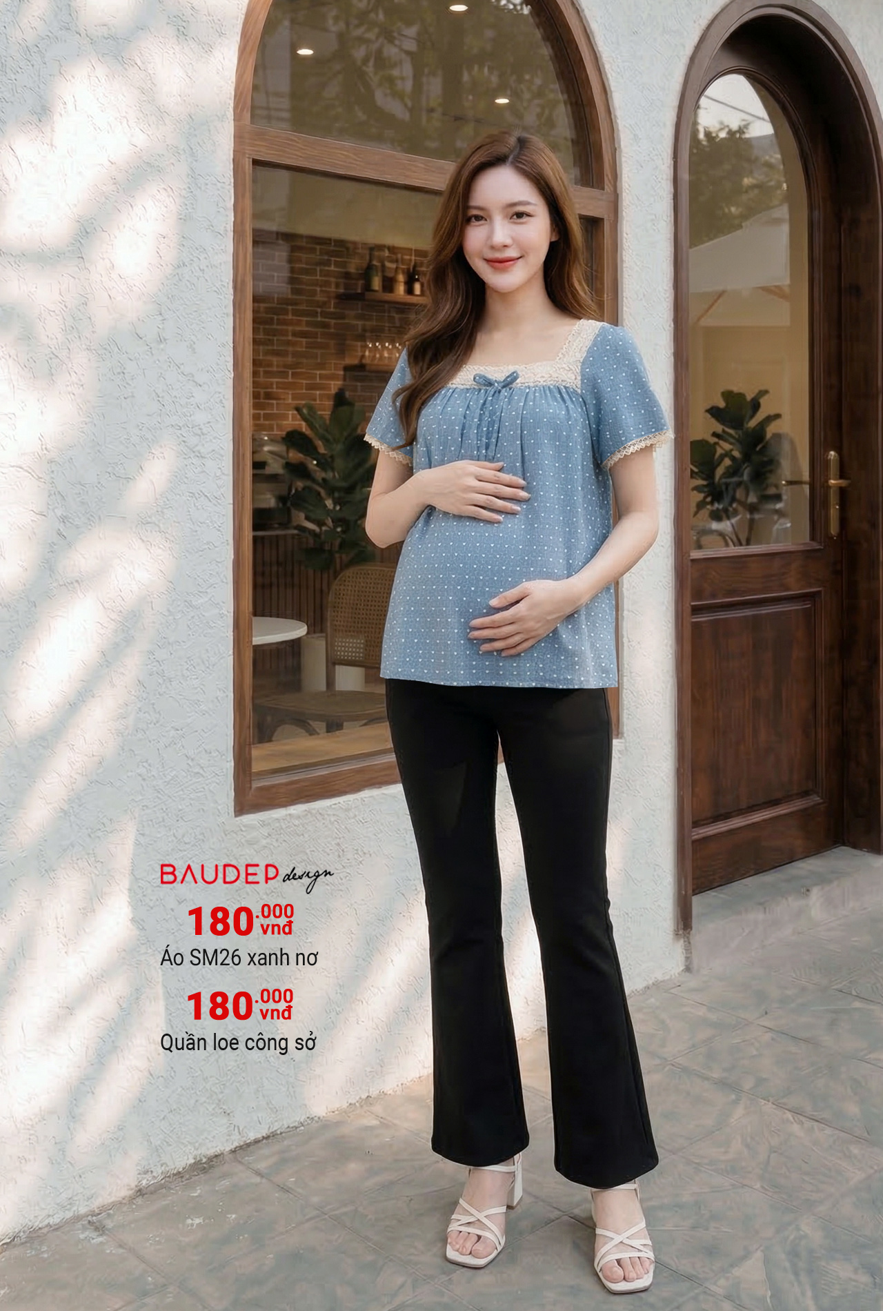 Áo bầu SM26 xanh nơ