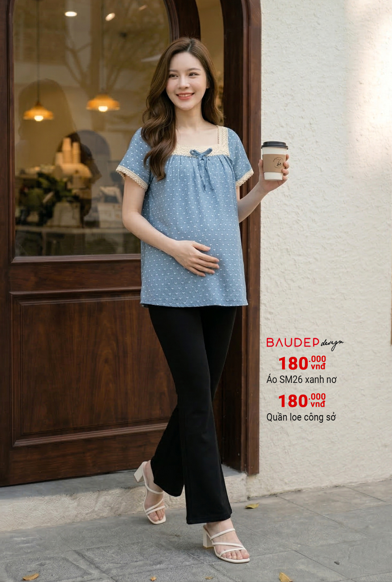 Áo bầu SM26 xanh nơ