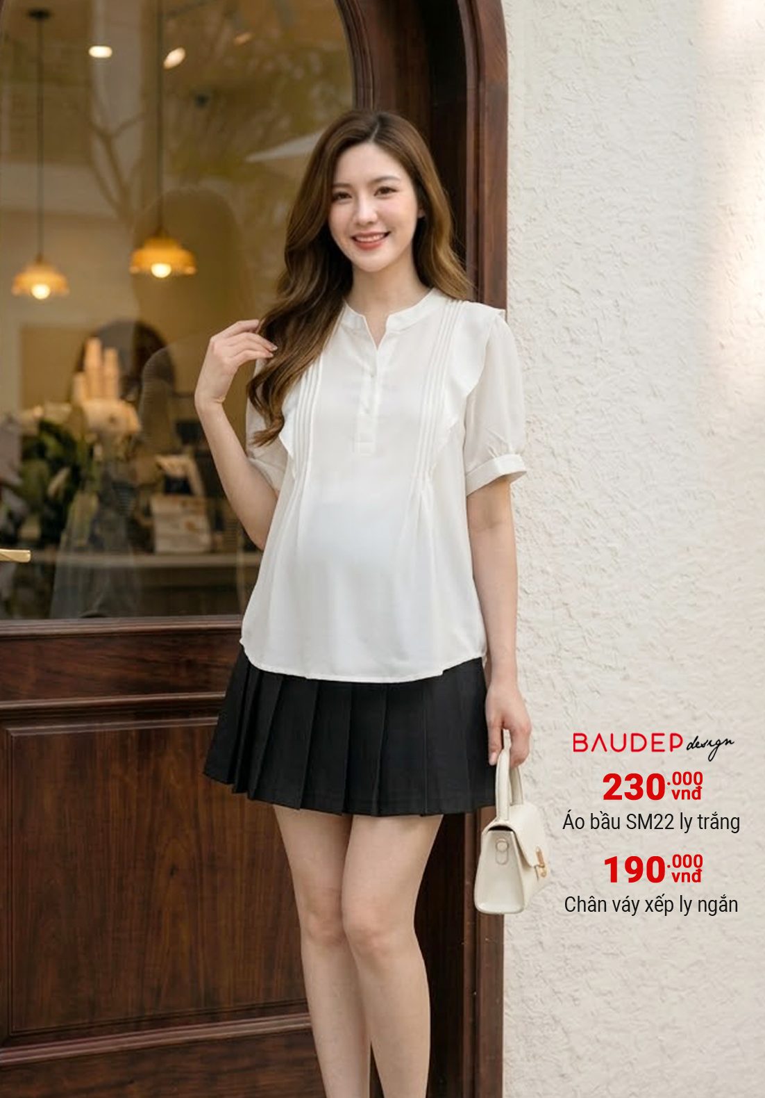 Áo bầu công sở SM22 ly trắng