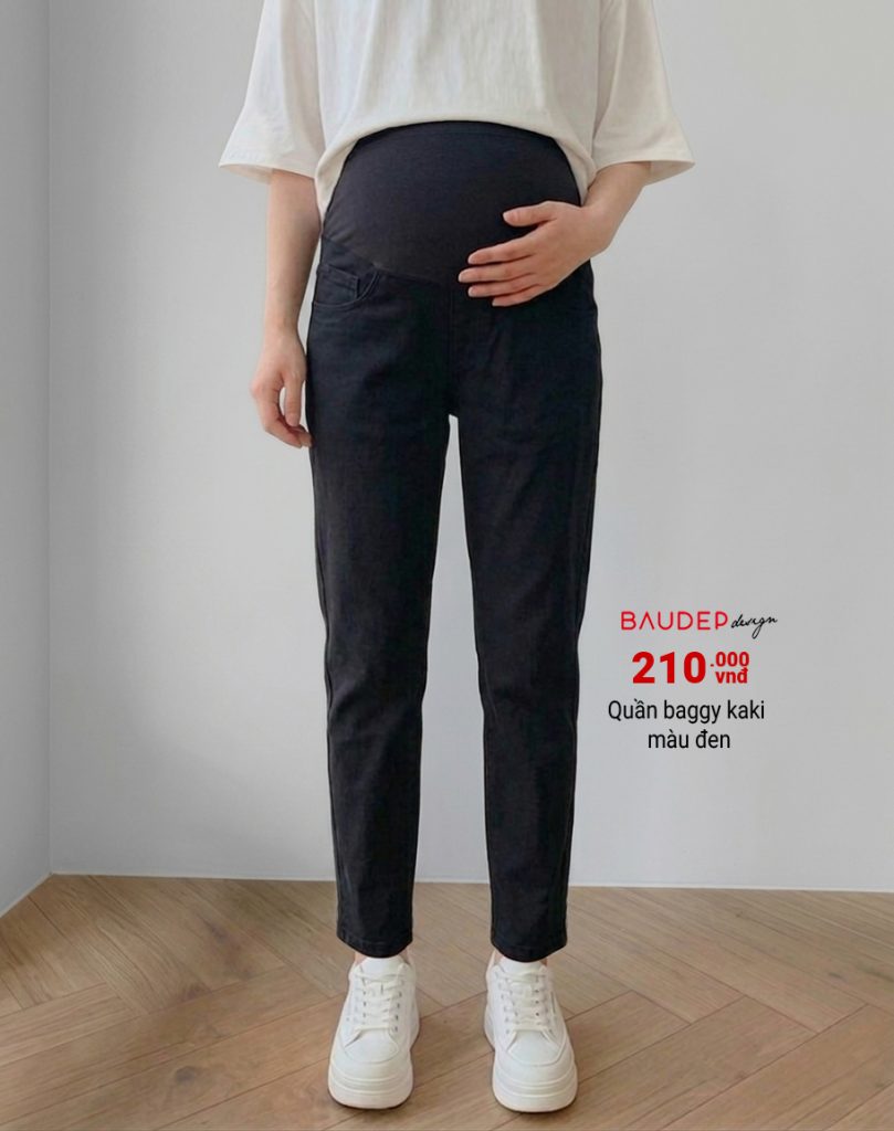 quần baggy kaki bầu, quần bầu đẹp, quần bầu công sở, quần bầu trẻ trung, shop bầu đẹp, baudep design, shop bầu triều khúc