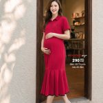Đầm bàu cotton trẻ trung, váy bầu cotton trẻ, đầm bầu cotton polo, váy bàu năng động.