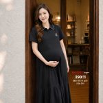 Đầm bàu cotton trẻ trung, váy bầu cotton trẻ, đầm bầu cotton polo, váy bàu năng động.