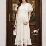 đầm bầu công sở, đầm bầu đẹp, shop bầu đẹp, shop bầu triều khúc, shop đồ bầu hà nội, đầm bầu tơ thêu trẻ trung, váy bầu ren điệu