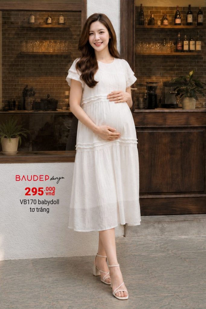 đầm bầu babydoll trẻ trung, đầm bầu mùa hè trẻ trung, đầm bầu công sở, váy bầu suông, đầm bầu công sở, shop đồ bầu hà nội, shop bầu đẹp triều khúc