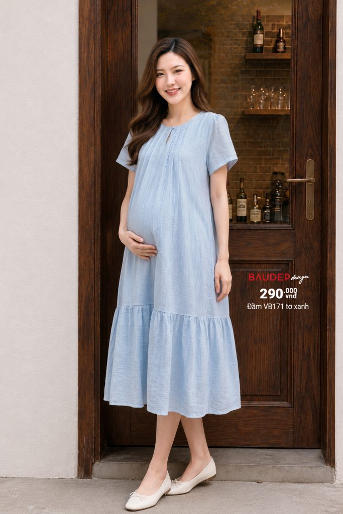 đầm bầu babydoll trẻ trung, đầm bầu mùa hè trẻ trung, đầm bầu công sở, váy bầu suông, đầm bầu công sở, shop đồ bầu hà nội, shop bầu đẹp triều khúc