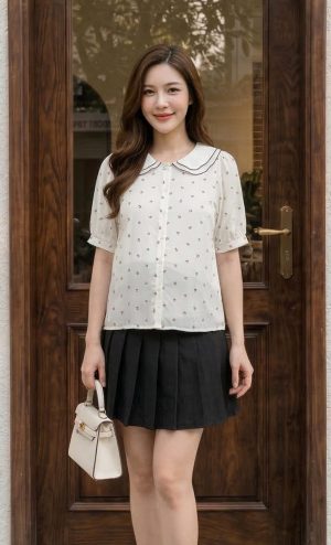 Áo bầu công sở trắng, áo bầu đẹp, áo bầu suông, áo sơ mi bầu,