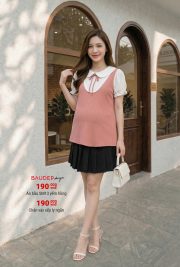 Áo bầu công sở trắng, áo bầu đẹp, áo bầu suông, áo sơ mi bầu,