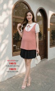 Áo bầu công sở trắng, áo bầu đẹp, áo bầu suông, áo sơ mi bầu,