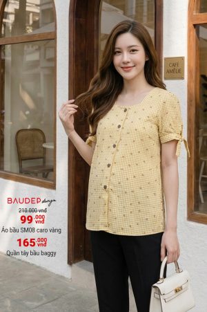 Áo bầu công sở trắng, áo bầu đẹp, áo bầu suông, áo sơ mi bầu,